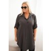 207605 32 damske kosilove saty plus size s delsim zadnim dilem a ohrnovacimi rukavy tmave matova velikost uni barva zelena