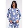 205445 6 damske pyzamo dlouhe tucnak a meda barva modra velikost s