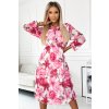 207116 carla plisovane midi saty na knofliky a dlouhy rukav tmave ruzove kvety na bilem pozadi 449 5 velikost uni barva ruzova
