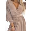 213848 5 fiorella dlouhe saty s sirokym paskem a vystrihem bezovy 536 2 velikost uni barva bezova
