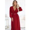 214325 1 elegantni skladane maxi saty s paskem a zavinovacim vystrihem vinove 639 1 velikost uni barva bordo