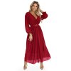 214325 7 elegantni skladane maxi saty s paskem a zavinovacim vystrihem vinove 639 1 velikost uni barva bordo