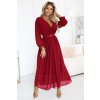 214325 elegantni skladane maxi saty s paskem a zavinovacim vystrihem vinove 639 1 velikost uni barva bordo