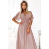 215612 3 dlouhe saty s plisovanym vystrihem a zavazovanim taupe 545 6 velikost uni barva ruzova