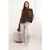 215174 1 damsky asymetricky batwing svetr z viskozy khaki velikost uni barva zelena