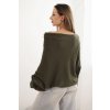 215174 2 damsky asymetricky batwing svetr z viskozy khaki velikost uni barva zelena