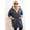215183 2 damska bunda plus size s kapuci a kapsami zateplena berankem velikost uni barva seda tmave
