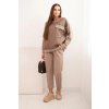 215189 5 damsky souprava z viskozy s prosivanou mikinou a kalhotami velikost uni barva hneda