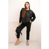 215189 9 damsky souprava z viskozy s prosivanou mikinou a kalhotami velikost uni barva hneda