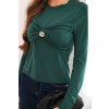 215231 3 damska bluza z viskozy prilehava s narasenim a brozi velikost uni barva zelena tmave