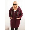 215243 damsky kabat plus size z umele berankove latky s kapuci a kapsami velikost uni barva fialova