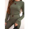 215276 3 damska souprava z bavlny s dlouhym rukavem a leginami khaki velikost uni barva zelena