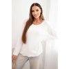 215291 damsky svetr z viskozy s dlouhym rukavem a kulatym vystrihem bily velikost uni barva bila