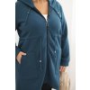 215303 3 damska mikina zateplena plus size s kapuci a veckovym vystrihem velikost uni barva modra tmave