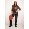 215369 1 damska kostkovana bavlnena kosile a35 s delsim zadnim dilem velikost uni barva hneda