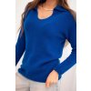219374 13 damsky svetr z baby alpaky s limcem a v vystrihem velikost uni barva modra tmave