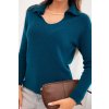 219374 2 damsky svetr z baby alpaky s limcem a v vystrihem velikost uni barva modra tmave