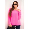 215381 4 svetr damsky z mekke pleteniny s kulatym vystrihem velikost uni barva ruzova