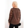 215390 2 damska bluza plus size s krajkovymi rukavy a ozdobnym vystrihem velikost uni barva hneda