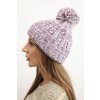 215429 10 damska zimni cepice s bambuli z vlny k424 velikost uni barva ruzova svetle