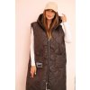 215690 damska prosivana vesta plus size s kapuci na zip mocca velikost uni barva hneda