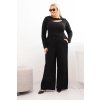 215924 13 damske kalhoty plus size s sirokou nohavici a elastickym pasem velikost uni barva hneda