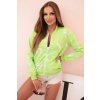 216740 damska bavlnena mikina s potiskem a zipem zeleny neon velikost uni barva zelena