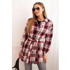 216749 damsky kabatek s dlouhym rukavem v karovanem vzoru cervena velikost uni