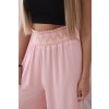 174482 3 kalhoty s sirokym elastickym pasem tmave ruzova velikost uni barva ruzova svetle