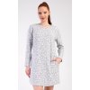 219143 damske domaci saty s dlouhym rukavem flowers barva seda velikost m