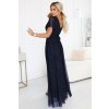 219758 2 melania dlouhe leskle saty s vystrihem a kratkymi rukavy tmave modre 635 3 velikost uni barva modra
