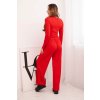 226383 2 damsky viskozovy komplet s bluzkou a sirokymi kalhotami velikost uni barva cervena