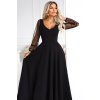 226398 4 numoco loretta unikatni dlouhe saty s tylovymi rukavy a vystrihem cerne 640 2 velikost s barva cerna