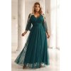 227598 numoco trpytive saty plus size s kulatym vystrihem a prusvitnymi rukavy zelene 654 1 velikost uni barva zelena