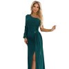 223637 6 numoco trpytive maxi saty na jedno rameno s asymetrickymi rukavy a rozparkem zelene 658 2 velikost xs barva zelena