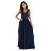 227154 9 numoco lea dlouhe elegantni maxi saty s krajkovym vrskem a rozparkem na nohavici tmave modre 215 6 velikost s barva modra