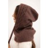 228636 1 damska cepice s kapuci vazanim a copankovym vzorem velikost uni barva hneda