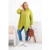 228651 1 damska bavlnena bluza plus size asymetricka s ohrnutym rukavem olivova velikost uni barva zelena