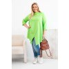 228651 9 damska bavlnena bluza plus size asymetricka s ohrnutym rukavem olivova velikost uni barva zelena