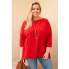 228654 damska bavlnena bluza plus size asymetricka s nahrdelnikem cervena otilia velikost uni barva cervena