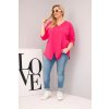 228693 1 damska bavlnena bluza plus size s hlubokym vystrihem do v a asymetrickym lemem velikost uni barva ruzova tmave
