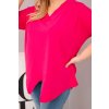 228693 3 damska bavlnena bluza plus size s hlubokym vystrihem do v a asymetrickym lemem velikost uni barva ruzova tmave