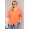 228693 4 damska bavlnena bluza plus size s hlubokym vystrihem do v a asymetrickym lemem velikost uni barva ruzova tmave