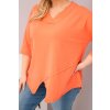 228693 7 damska bavlnena bluza plus size s hlubokym vystrihem do v a asymetrickym lemem velikost uni barva ruzova tmave