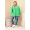 229830 1 damska bluza plus size s kapsou a ohrnovacimi rukavy z bavlny svetle zelena velikost uni barva zelena svetle