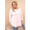 229830 8 damska bluza plus size s kapsou a ohrnovacimi rukavy z bavlny svetle zelena velikost uni barva zelena svetle