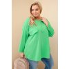 229830 damska bluza plus size s kapsou a ohrnovacimi rukavy z bavlny svetle zelena velikost uni barva zelena svetle
