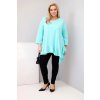 229833 5 damska bluza plus size s bavlnou volanem a ohrnovacimi rukavy cervena velikost uni barva cervena