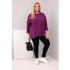 229836 21 damska bluza plus size s bavlnou a dlouhym rukavem a narasenim fuchsie velikost uni barva ruzova tmave