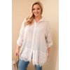 229851 7 damska kosile plus size bavlnena s krajkovym lemem svetle bezova velikost uni barva bezova